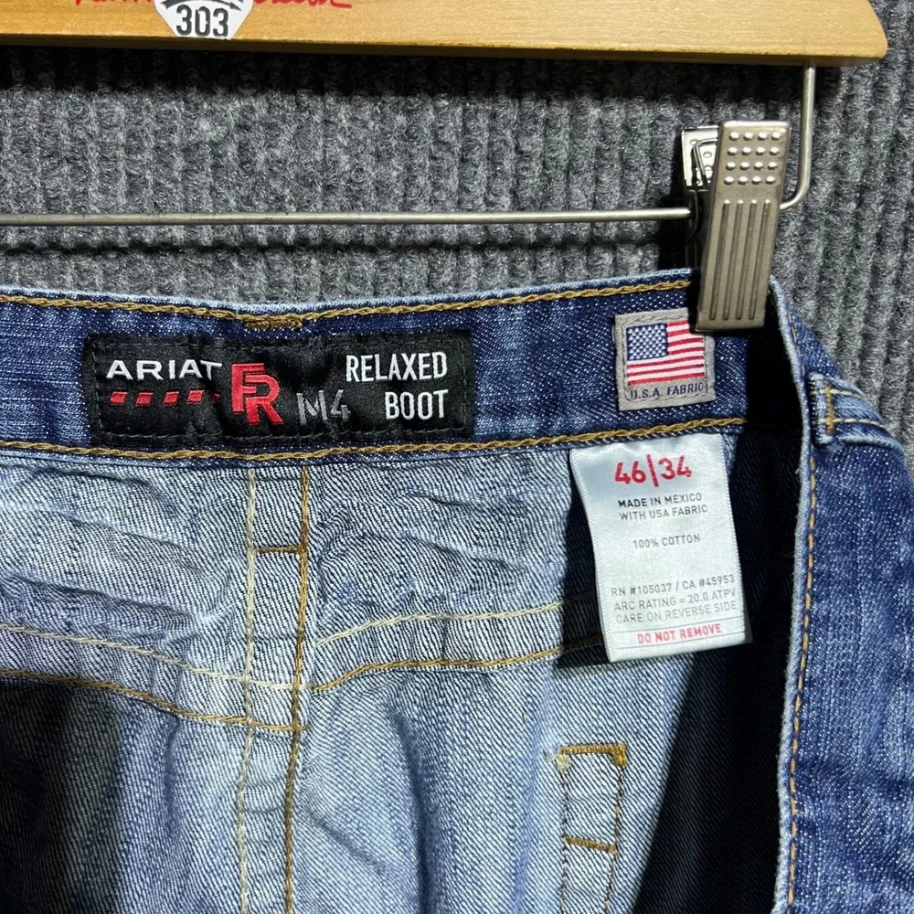 Ariat FR M4 Relaxed Boot Cut Jeans Mens 46x34 Blue Flame Resistant Utility Denim
